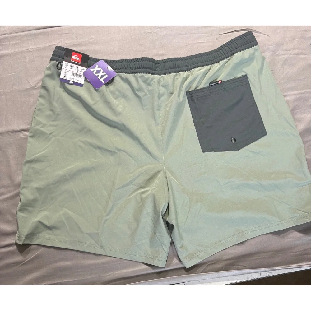 Quiksilver Mens Swim Trunks XXL Green Grey 7 Inseam Quick Dry Stretch QS001012